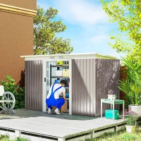 Casetta da giardino 3,6 m² in acciaio zincato 280 x 130 x 172 cm, Grigio chiaro