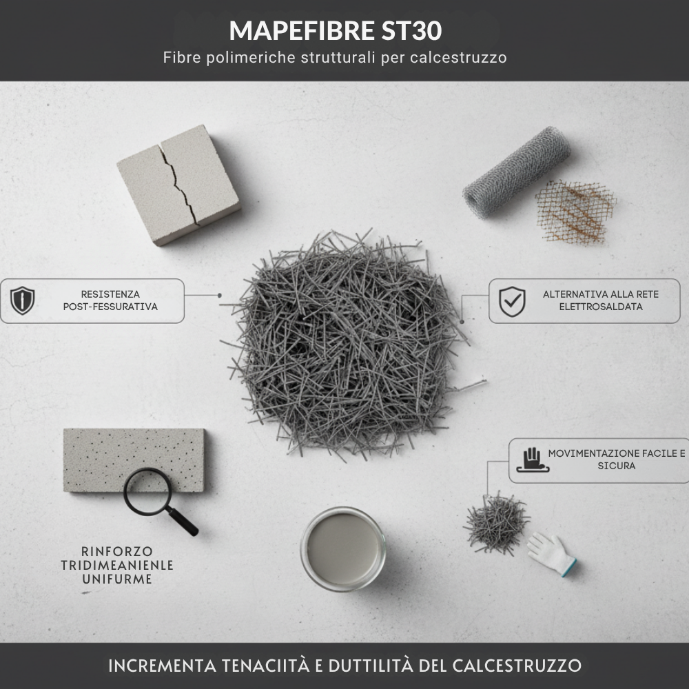 Mapeibre st30 fibre polimeriche per calcestruzzo 1 kg