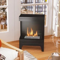 Camino a Bioetanolo Autoportante con Bruciatore da 0.9L e Durata 3.3 Ore, 38x22x54 cm, Nero