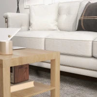 Tavolino da Salotto Rettangolare con Ampio Ripiano, 90×45×44.5 cm, Legno Naturale