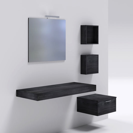 Mensolone in laminato sospeso per lavabi da appoggio arredo bagno made in italy *** finitura- olmo scuro, misure l73x...