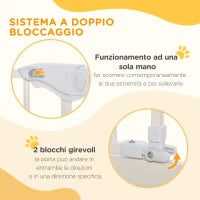 Cancelletto per Cani con 4 Viti Regolabili e Nastro Adesivo, in Metallo e Plastica, 86x104.1 cm, Bianco