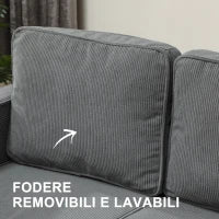 Divano 2 Posti con Spazio Contenitore e 2 Cuscini, in Tessuto Effetto Velluto e Legno, 140x63x79 cm, Grigio