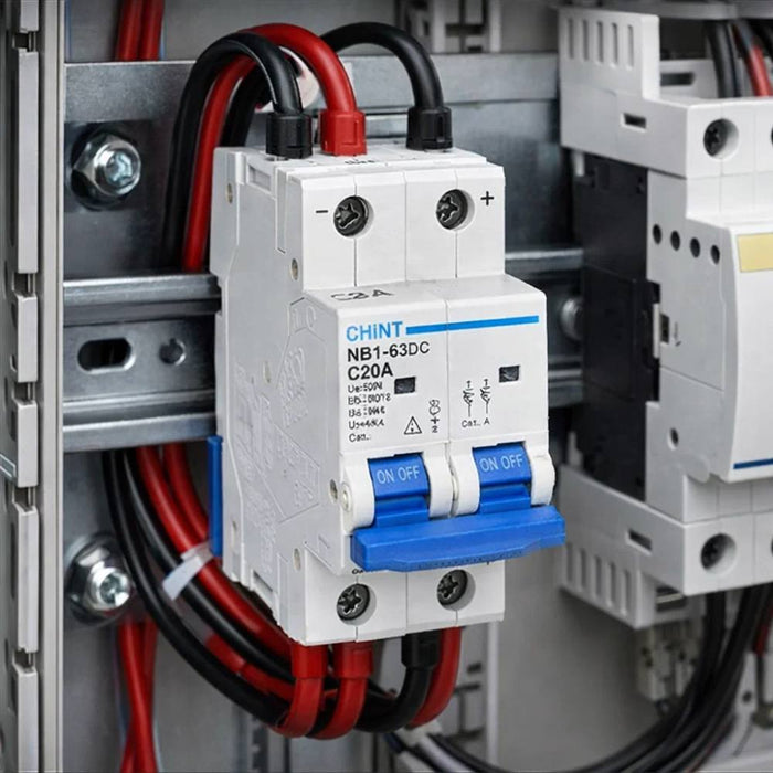 Interruttore magnetotermico chint nb1-63dc 20a 500vdc per circuiti dc