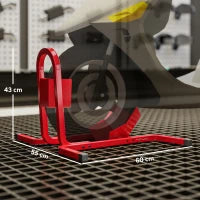 Blocca Ruota Moto Regolabile su 3 Livelli da 250 kg max in Metallo, 60x55x43 cm, Rosso