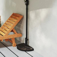 Base per Ombrellone a Mezzaluna da Ø38 mm e Ø48 mm con Manovella, Basamento per Ombrellone in Resina, 50x31x32 cm, Bronzo