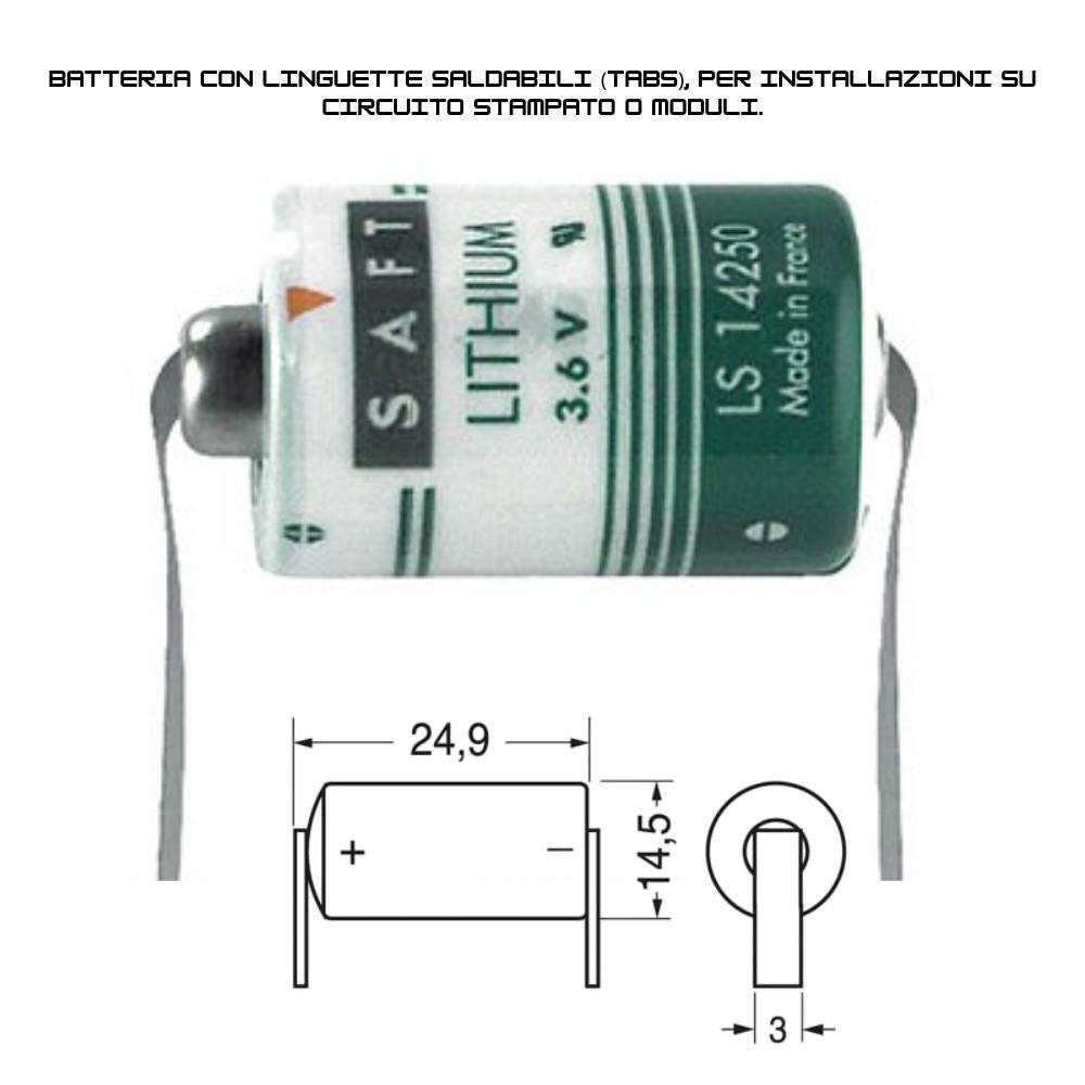 Batteria al litio saft ls 14250 3,6v 1/2 aa alta affidabilità