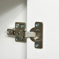 Mobiletto Multiuso in Legno Bianco con 2 Cassetti e 2 Armadietti con Apertura a Pressione, 117x36x74 cm