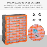 DURHAND Cassettiera Box Officina Muro in Plastica Porta Minuteria 60 cassetti Multiuso 38 × 16 × 47.5cm