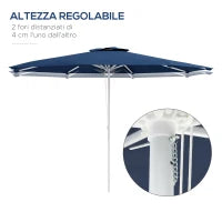 Ombrellone da Giardino ad Altezza Regolabile in Metallo e Poliestere, Ø292x242 cm, Blu Scuro