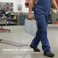 DURHAND Set di 2 Carrelli Sposta Auto in Metallo Antiscivolo con Ruote Girevoli e Bloccabili, Argento