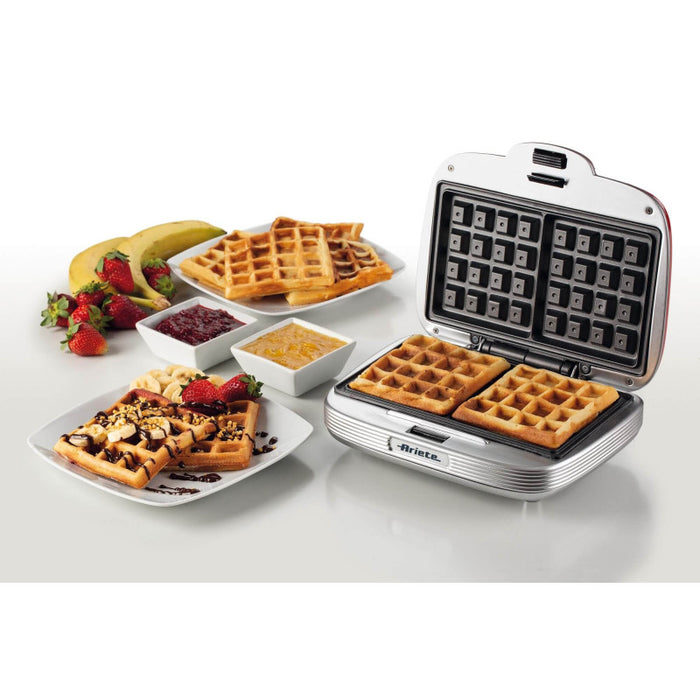 Waffle Maker Party Time - Piastre Antiaderenti - 700 Watt - Rosso