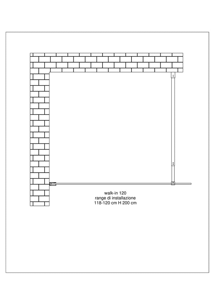 Parete doccia 8 MM Walk in Reversibile Altezza 200 CM 120 regolabile 118-120  