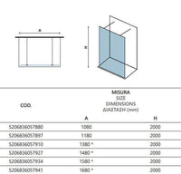 Walk in Doppio Ingresso H200cm Fumè 8mm Anticalcare Nero Opaco - 158 cm