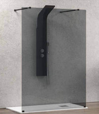 Walk in Doppio Ingresso H200cm Fumè 8mm Anticalcare Nero Opaco - 168 cm