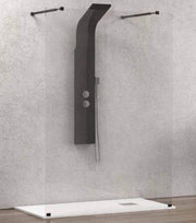 Walk in Doppio Ingresso H200cm Trasparente 8mm Anticalcare Profili Neri - 168 cm