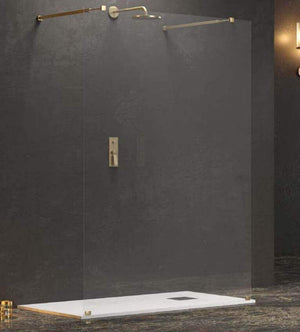 Walk in Posizionamento Libero H200cm Trasparente 8mm Anticalcare Dettagli Oro - 118 cm