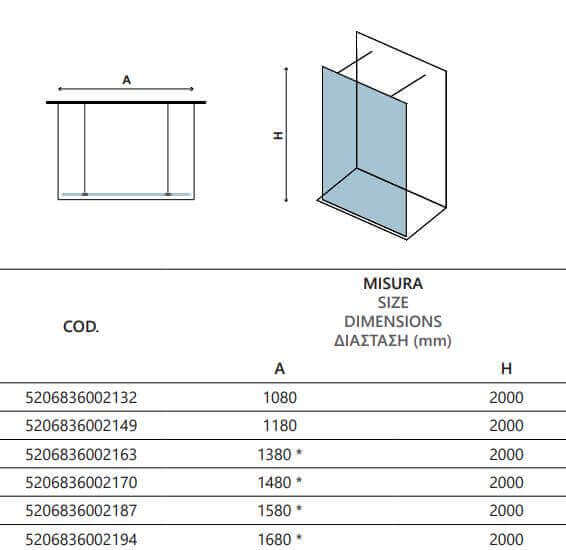 Walk in Doppio Ingresso H200cm Cristallo Trasparente 8mm Anticalcare - 158 cm