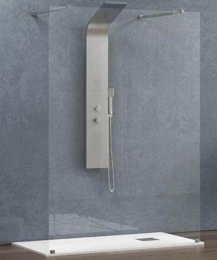 Walk in Doppio Ingresso H200cm Cristallo Trasparente 8mm Anticalcare - 168 cm