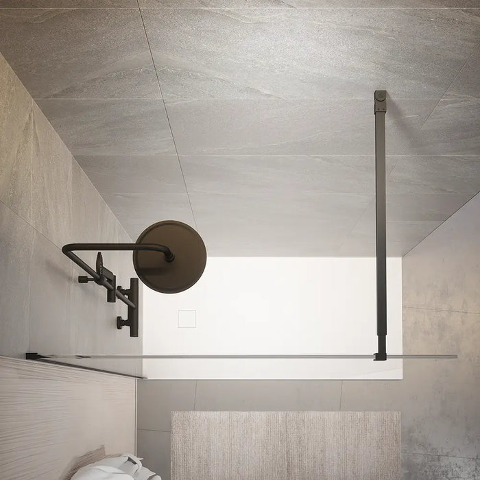 Doccia walk-in 90cm vetro temperato anticalcare 10mm trasparente profili neri | Naxos