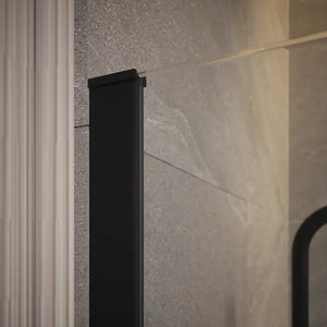 Doccia walk-in 140cm vetro temperato anticalcare 10mm trasparente profili neri | Naxos