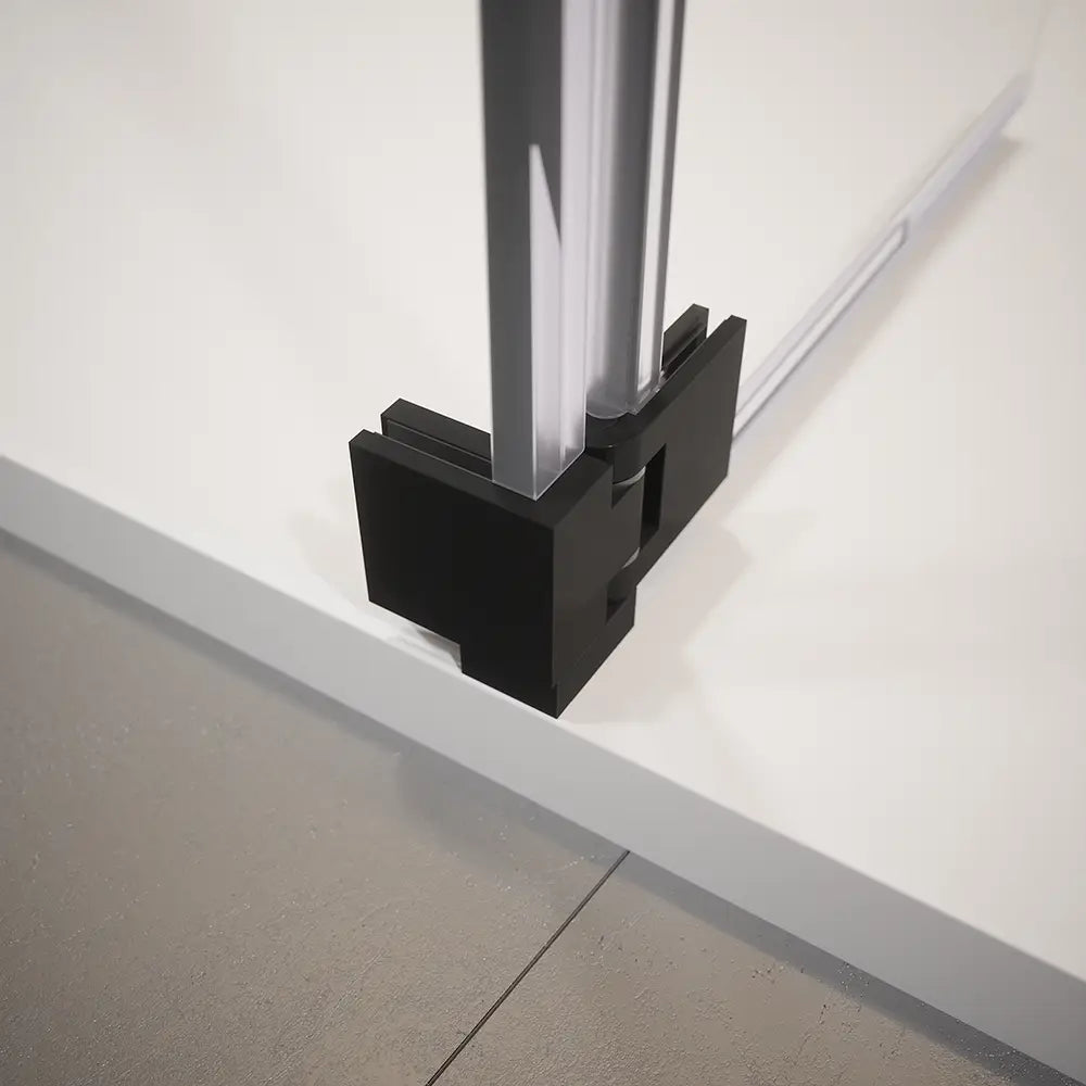 Doccia walk-in 140cm + anta 30cm vetro temperato anticalcare 10mm trasparente profili neri | Naxos