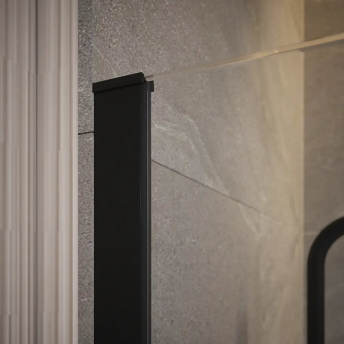 Doccia walk-in 70cm + anta 30cm vetro temperato anticalcare 10mm trasparente profili neri | Naxos