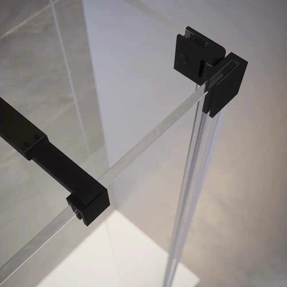 Doccia walk-in 110cm + anta 30cm vetro temperato anticalcare 10mm trasparente profili neri | Naxos