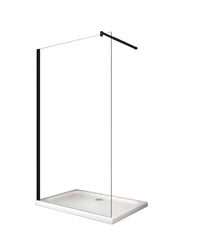Moderna Parete Doccia Walk-in 8mm con telaio e braccio Nero, Easy-Clean H 200 cm - 78-80