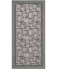 Tappeto WALL GRIGIO disegno effetto muro pietra, passatoia cucina multiuso lavabile antiscivolo cm.55x140