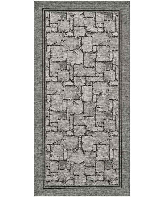 Tappeto WALL GRIGIO disegno effetto muro pietra, passatoia cucina multiuso lavabile antiscivolo cm.55x140