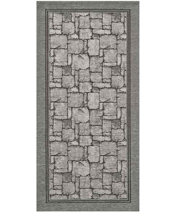 Tappeto WALL GRIGIO disegno effetto muro pietra, passatoia cucina multiuso lavabile antiscivolo cm.55x140