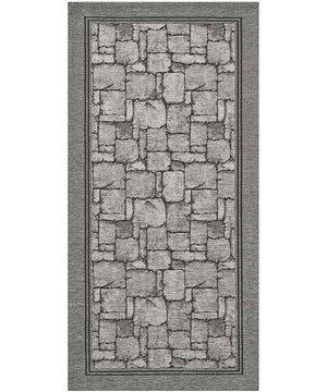 Tappeto WALL GRIGIO disegno effetto muro pietra, passatoia cucina multiuso lavabile antiscivolo cm.55x115