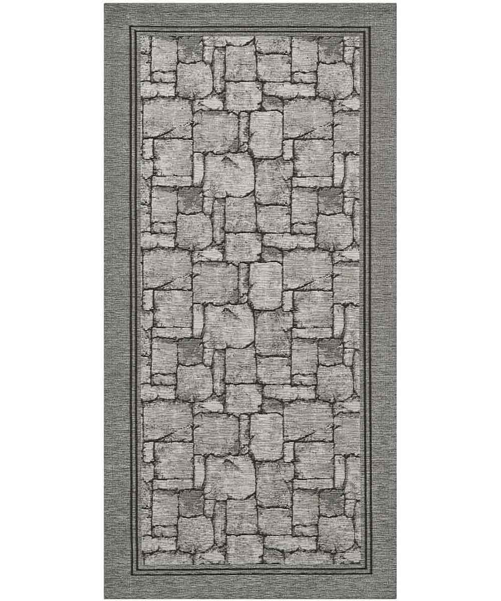 Tappeto WALL GRIGIO disegno effetto muro pietra, tappetino multiuso lavabile antiscivolo cm.55x80