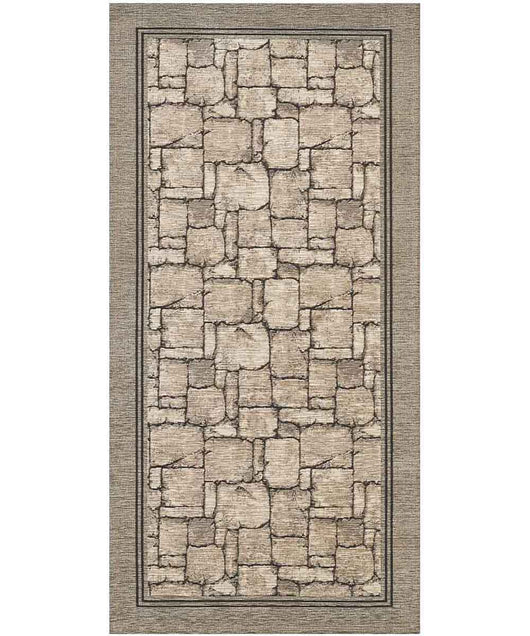 Tappeto WALL TORTORA disegno effetto muro pietra, passatoia cucina multiuso lavabile antiscivolo cm.55x280