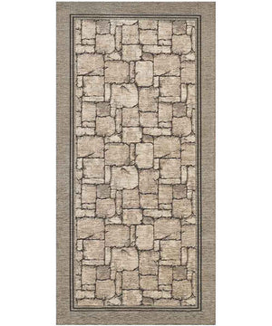 Tappeto WALL TORTORA disegno effetto muro pietra, passatoia cucina multiuso lavabile antiscivolo cm.55x190