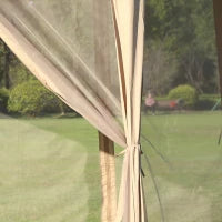 Gazebo Pieghevole da Giardino 4x3.4 m ad Altezza Regolabile con Zanzariera e Doppio Tetto, Beige