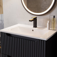 Armadio Pensile Sottolavabo NEWPORT con Lavandino 50x57x39 cm Nero [en.casa]