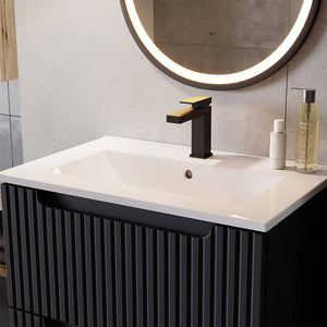 Armadio Pensile Sottolavabo NEWPORT con Lavandino 50x57x39 cm Nero [en.casa]