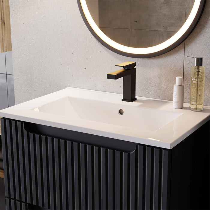 Armadio Pensile Sottolavabo NEWPORT con Lavandino 50x57x39 cm Nero [en.casa]