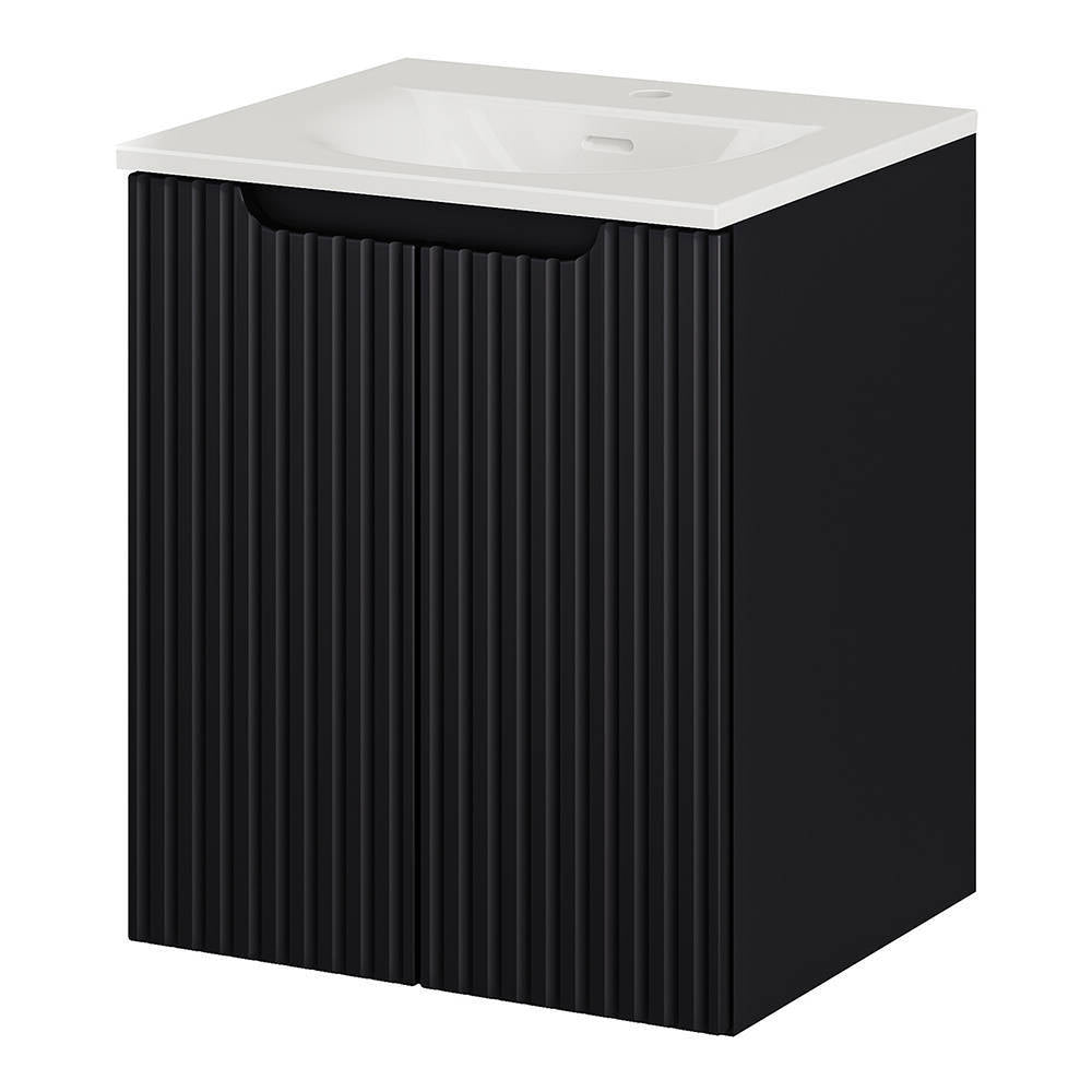 Armadio Pensile Sottolavabo NEWPORT con Lavandino 50x57x39 cm Nero [en.casa]