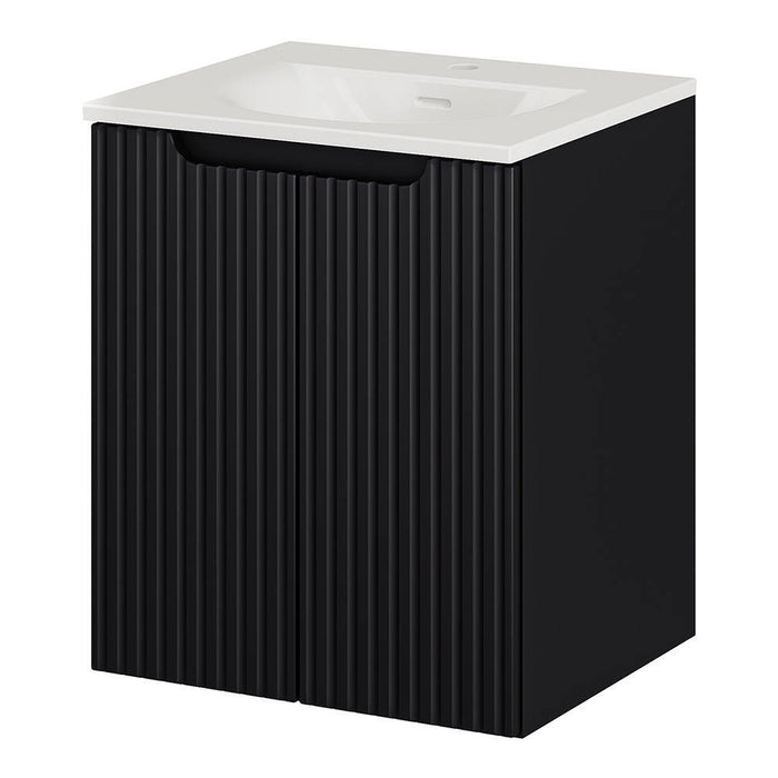 Armadio Pensile Sottolavabo NEWPORT con Lavandino 50x57x39 cm Nero [en.casa]