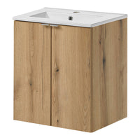 Armadio Pensile Sottolavabo NEWPORT con Lavandino 50x57x39 cm Effetto Rovere [en.casa]