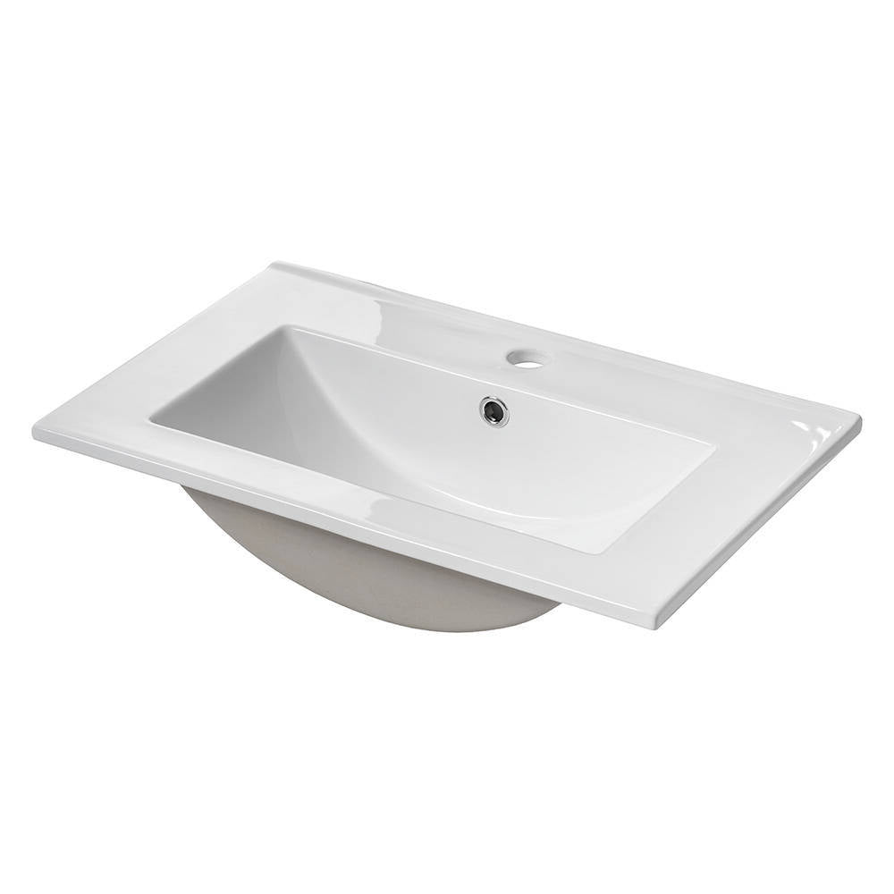 Mobiletto Sottolavabo NEWPORT a 2 Cassetti con Lavabo 60x57x39 cm - Effetto Rovere [en.casa]