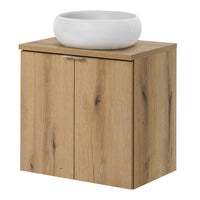 Mobile Pensile Sottolavabo Newport a 2 Ante con Lavabo Rotondo - Effetto Rovere [en.casa]