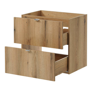 Mobile Pensile Sottolavabo Newport con 2 Cassetti e Lavabo Rotondo Bianco 60x72x40 cm - Effetto Rovere [en.casa]