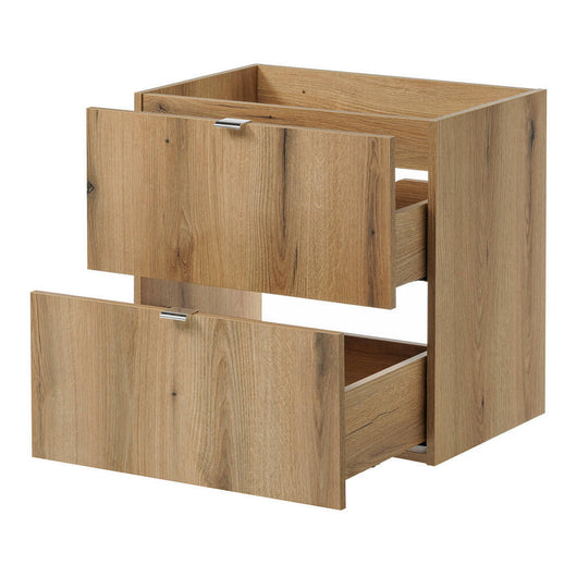 Mobile Pensile Sottolavabo Newport con 2 Cassetti e Lavabo Rotondo Bianco 60x72x40 cm - Effetto Rovere/Nero [en.casa]