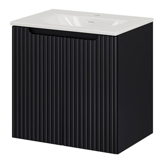 Armadio Pensile Sottolavabo NEWPORT con Lavandino 60x57x39 cm Nero [en.casa]