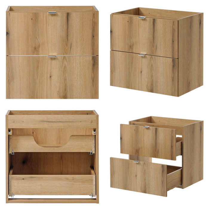 Mobile Sottolavabo Pensile NEWPORT a 2 Cassetti e Anta 80x60x40 cm - Effetto Rovere [en.casa]