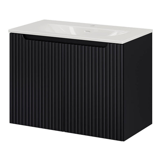 Armadio Pensile Sottolavabo NEWPORT con Lavandino 80x57x39 cm Nero [en.casa]